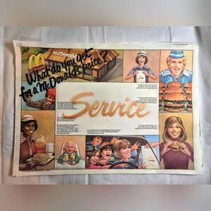 Vintage 1981 Mcdonalds Placemats 25-26 Total Rare Set, Hard to Find.